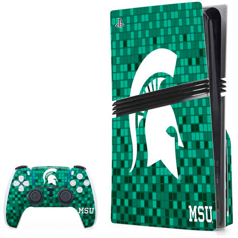 Michigan State University Spartans Digital Pixels PS5 Pro Disk Bundle  Skin
